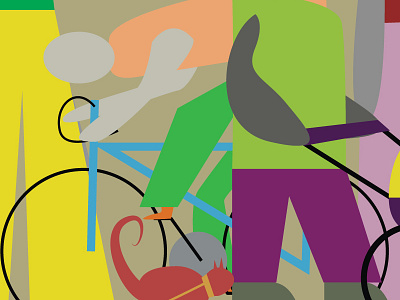 Crosswalk bike characters color folks minimal people pet simple stroller