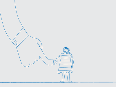 Father and Daughter blue duotone father finger girl hand line line art