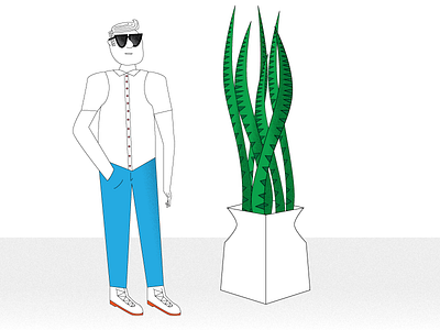 Boy and plant boy character denim greenery jeans plant pocket shrub