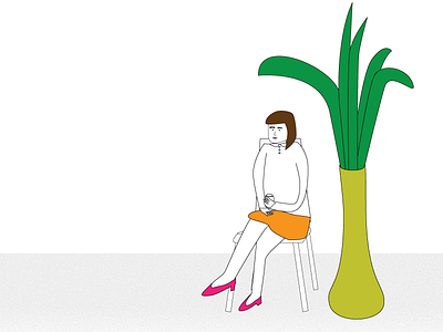 Girl with plant girl person phone plant sitting skirt vegetation woman