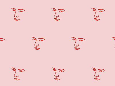 Pattern for a fabric print design face graphic line millenial pink pattern