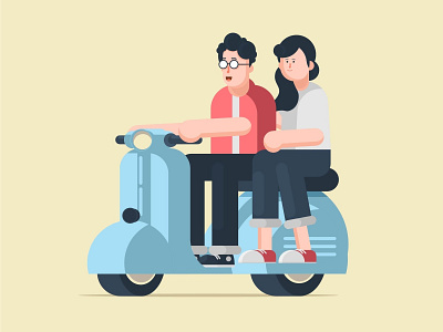 Couple On Scooter