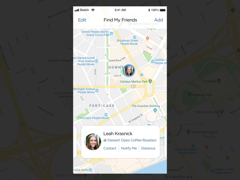 Daily UI 020 - Location Tracker redesign motiondesign animation invisionstudio uxui uxdesign ui ux friends app findmyfriends googlemaps maps locationtracker tracker location dailyui020 020 dailyui