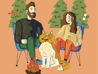 Gathered Round the Campfire camping design dog illustration illustration portrait sustainability the great outdoors