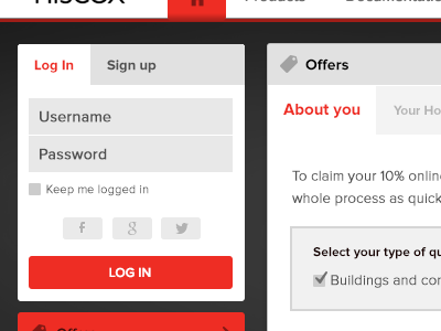 Log in and get your offer login offers survey widget