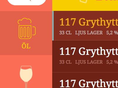 Sidebar for filtering some nice drinks