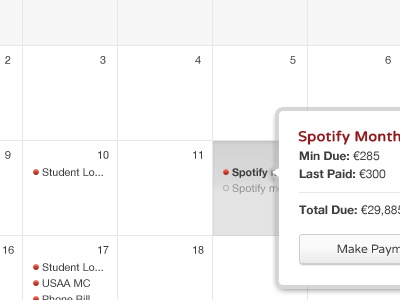 Calendar / date picker in larger widget view