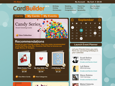 Card Builder ui ux visual design web app