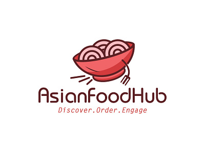 AsianFoodHub branding clean clear design dish dribbble food food and drink graphic icon illustration line art logo mascot mini modern order simple vector
