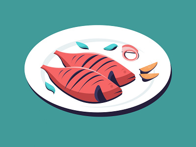 Food series exploration branding fish flat graphic design icon illustration illustrator