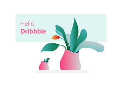 Hello Dribbble! debut first shot hello hello dribbble illustration invite plant illustration plants