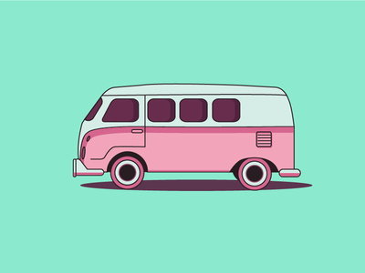 VW van bus car flat icon illustration illustrator ui ux van volkswagen webdesign