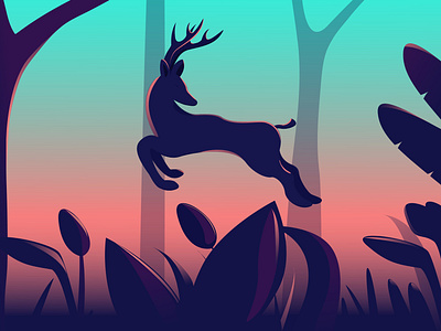 joyness of a wild guy - A mule deer animals debut drawing flat design forest graphic design icon illustration illustrator logo nature pets plants sketch ui uiux ux vector web webdesign