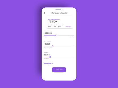 Mortgage Calculator design for #dailyUI challenge 004 calculator dailyui illustration mobile ui mortgage ui ux webdesign