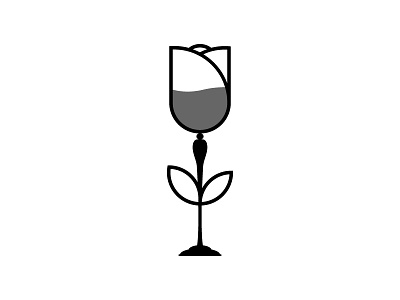 Flower Wine alcohol balck black and white champagne flower flowers logo logos glass petals rose white wine wine glass