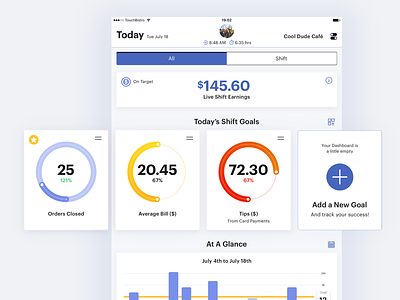 POS Dashboard Concept custom dashboard earnings goal gradient ios mobile profile progress settings ui ux