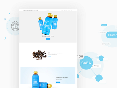 Morning Recovery blue drink hangover illustration packaging photography product responsive web website