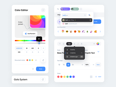 Golo System + Editor Cards UI design system minimal product design uiux