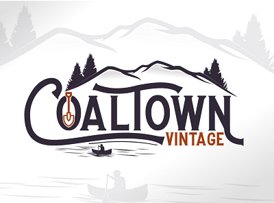 Coaltown Vinatage boat coal logo logo design mountain river tree vintage