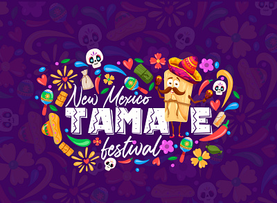 New Mexico Tamale Festival Logo branding character colorful festival food graphic design illustration logo mascot mexico