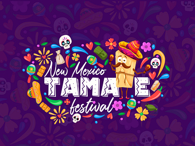 New Mexico Tamale Festival Logo branding character colorful festival food graphic design illustration logo mascot mexico