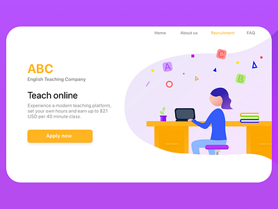 Sign up Page for English Teaching Company dailyui 001 firstshot illustration signup page ui vector web