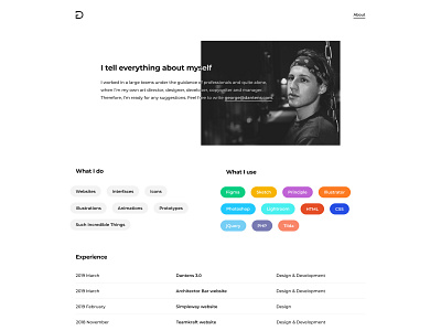 About — Dantens 3.0 about dantens design portfolio simple simple design ui website white