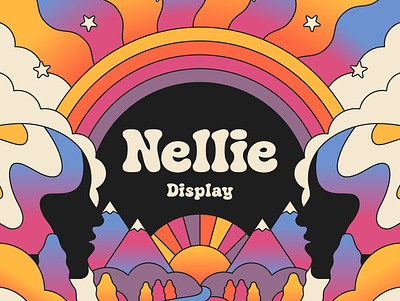 Nellie Display 60s 70s bubbly font fontdesign letters psychedelic rainbow retro type typography vintage