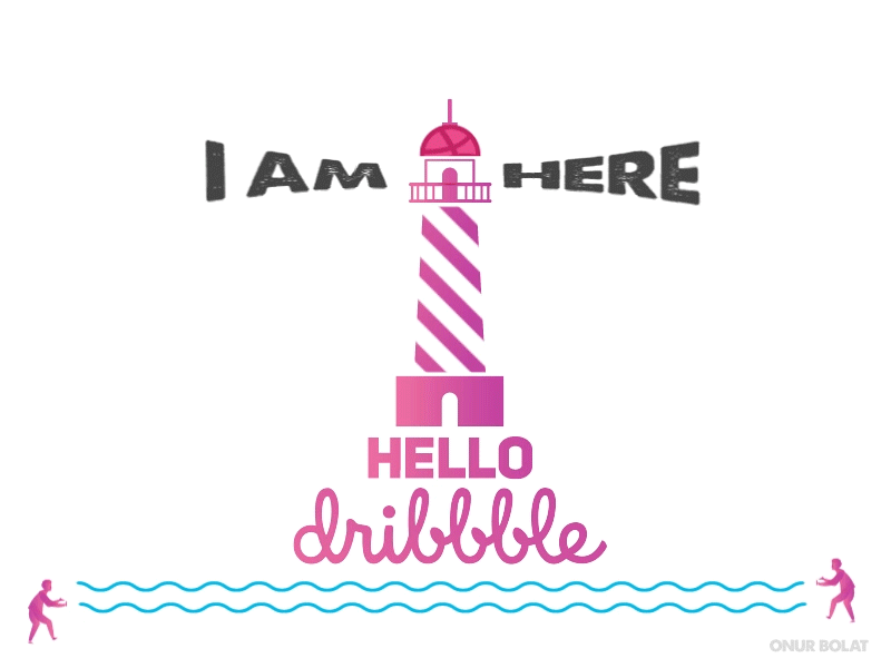 Hello Dribbble! animation debut dribbble first hello invite lighthouse motion pink pubg shot ui