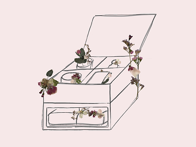 Self-care Box beuty collageart hand drawn illustration