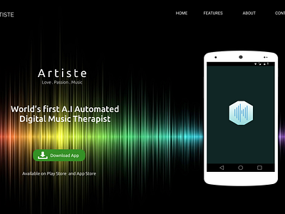 Artiste Landing Page figma mobile app music web