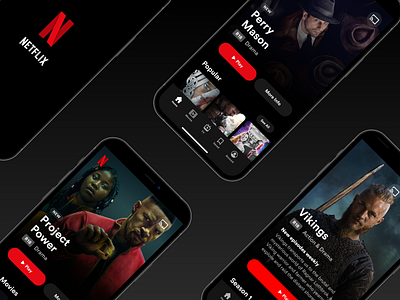 Netflix UI Redesign Concept apple dark theme mobile mobile app mobile ui netflix ott redesign spotify video video app video on demand