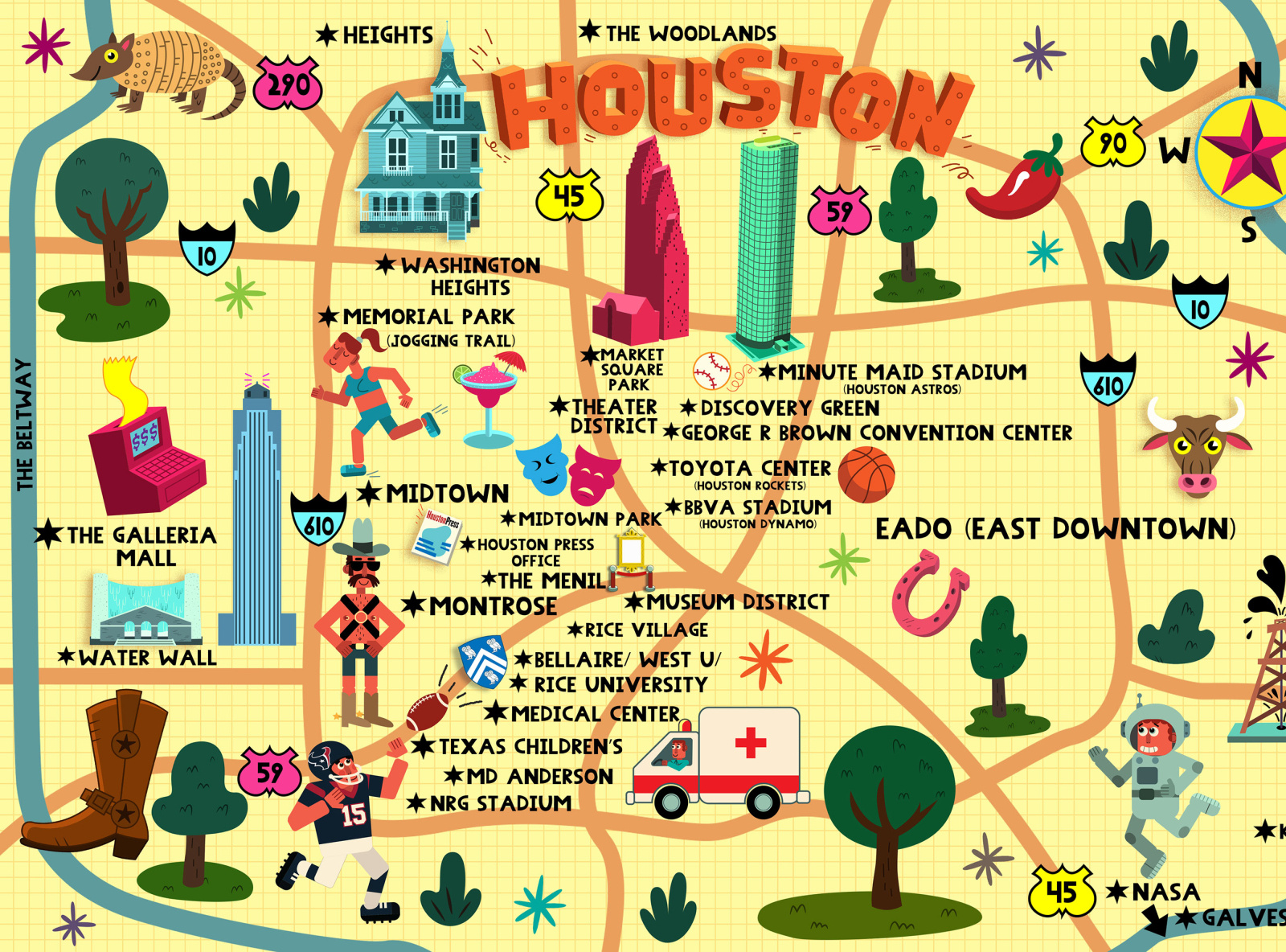Map of Houston by Joe Rocco on Dribbble