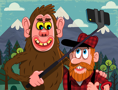 Bigfoot Selfy from the book "What If?" by Nat Geo Books design digital humor humorous illustration joe rocco kids logo ui whimsical