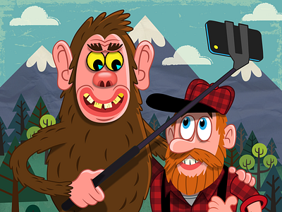 Bigfoot Selfy from the book "What If?" by Nat Geo Books childrensbooks design digital humor humorous illustration joe rocco kids logo publishing ui whimsical