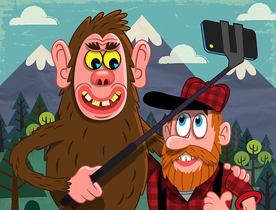 Bigfoot Selfy from the book "What If?" by Nat Geo Books childrensbooks design digital humor humorous illustration joe rocco kids logo publishing ui whimsical