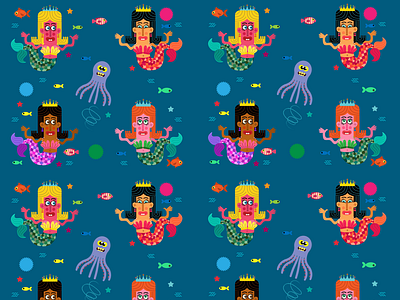 Goofy Mermaid Pattern - Gift Wrap and Fabric