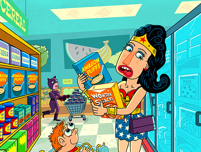 Mom is Wonder Woman design digital editorial humor humorous illustration joe rocco kids logo publishing whimsical