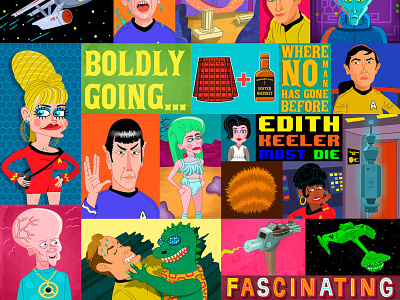 Star Trek Wallpaper design digital humor humorous illustration joe rocco kids logo sciencefiction shatner startrek whimsical