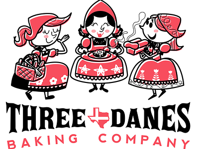 Three Danes Baking Company Logo (Final set) bakery digital logo whimsical