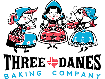 Three Danes Baking Company Logo (Final Set) bakery digital logo whimsical