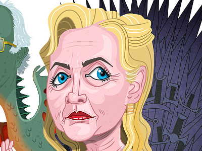 Hillary Clinton and Bernie Sanders: Game of Thrones (in color) bernie sanders caricature hillary clinton humor illustration joe rocco politics