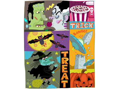 Trick or Treat children digital halloween illustration whimsical