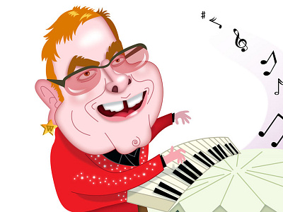 Elton John for ISTHMUS caricature illustration joe rocco newspaper whimsical