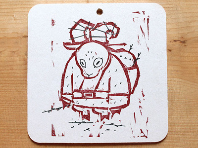 Krampus Christmas Ornament letterpress