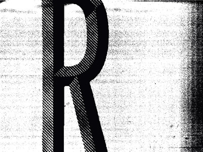 R black grunge logo noise selfid texture typography