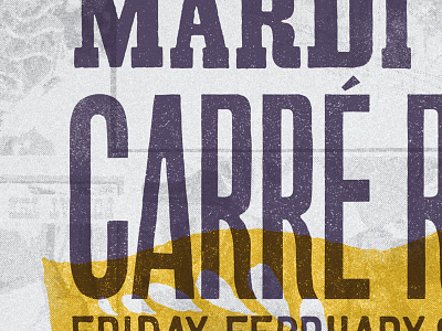 Carrė distressed gras mardi poster purple type