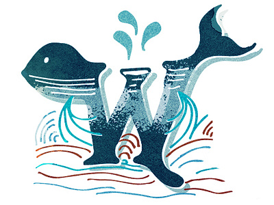 Whale Lettering Illustration