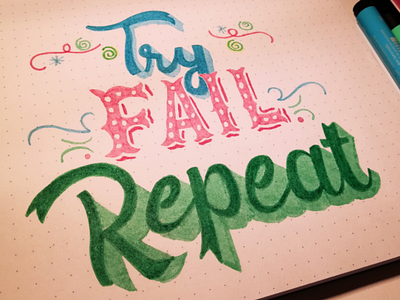 Try, Fail, Repeat handlettering ligaturelove