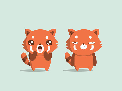 Cute Red Panda Stickers chibi cute illustration kawaii red panda sticker set